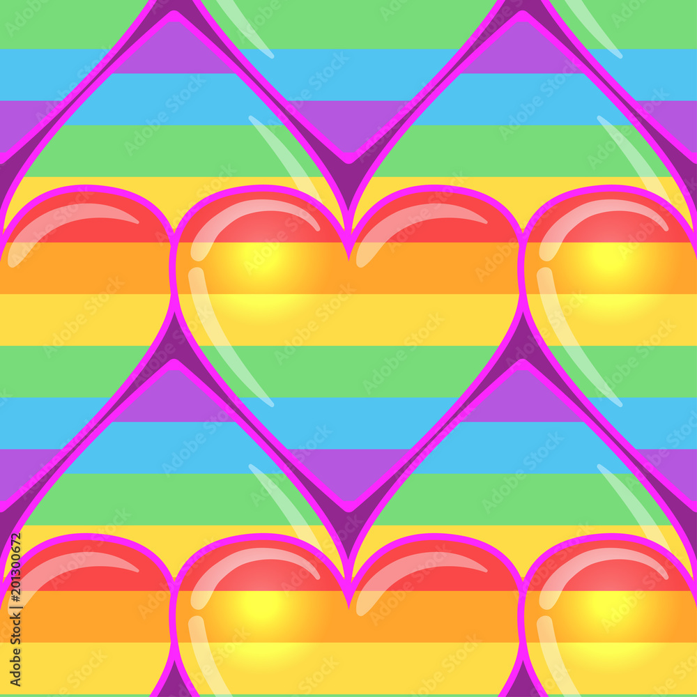 Rainbow hearts. Gay pride flag colored colored hearts seamless pattern ...