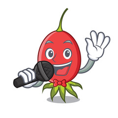 Poster - Singing rosehip mascot cartoon style