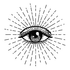 tattoo flash. eye of providence. masonic symbol. all seeing eye inside triangle pyramid. new world o