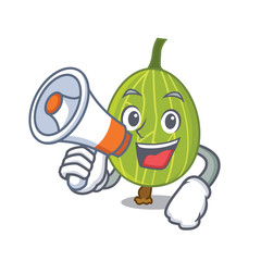 Poster - With megaphone gooseberry character cartoon style