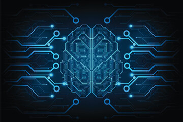 Wall Mural - electronic circuits in the form of the brain.