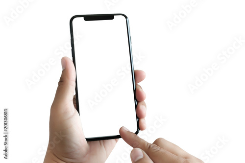 Fotografía new phone Technology smartphone with blank screen and modern frame less design