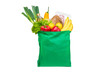 Food and groceries in green eco-friendly reusable shopping bag