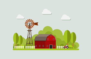 Sticker - Agriculture and Farming. Agribusiness. Rural landscape. Design elements for info graphic, websites and print media.