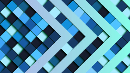 Aufkleber - Abstract blue square geometric shape paper cut layer background.Paper art style of cover design for business banner template and material design.Vector illustration.