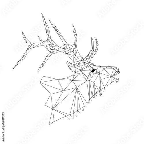 Geometric Low Poly Deer Banner Abstract Outline Polygonal Animal