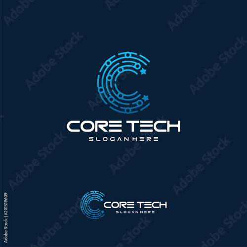 C Initial Tech Logo Designs Vector Cool C Initial Wire Logo