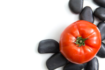 Wall Mural - Tomato on white background with space for text