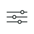 Black and white simple vector line art icon of horizontal adjustment knobs