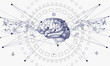 Human brain in Innovations systems global study of the connection with robotics and the development of science in the field of the cyber industry. Realistics point style with linear inphographics