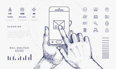 Wall Mural - innovations systems connecting people and robots devices. future technologies in automatics cyborg s