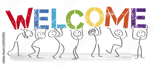 Fotomural Welcome - people with big letters