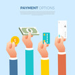 © emojoez - Flat design concept payment. Payment method and option or channel to transfer money. Vector illustrate.