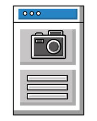 Sticker - website social media camera photo application vector illustration