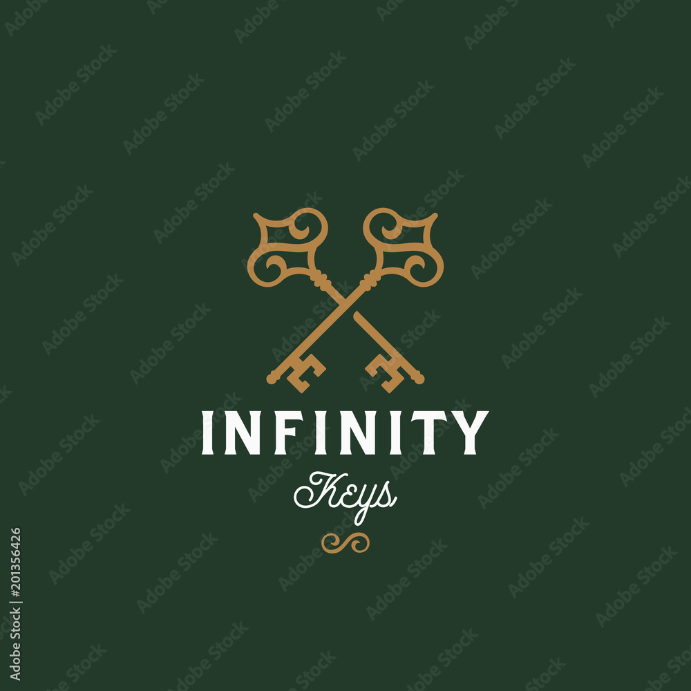 Infinity Keys. Abstract Vector Sign, Symbol or Logo Template. Crossed ...