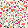 Seamless pattern with hand drawn tulips