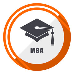 Poster - Mba flat design orange round vector icon in eps 10