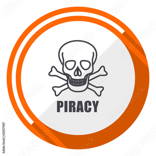 Fotografie, Obraz Piracy skull flat design orange round vector icon in eps 10