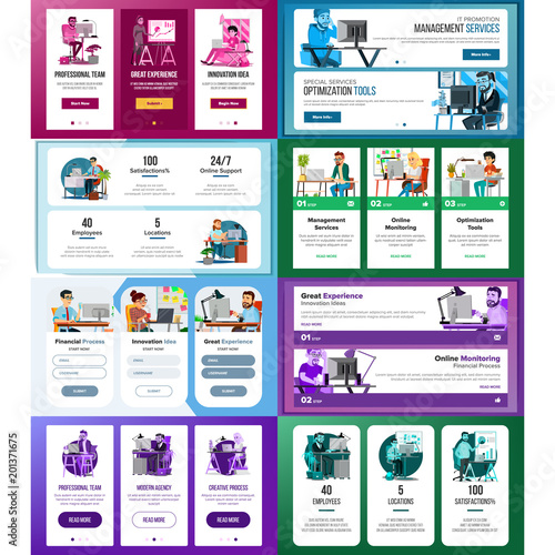 Website Banners Set Vector Business Technology Creative Modern