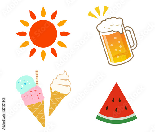 夏のイラスト 冷たい食べ物飲み物 セット Stock Vector Adobe Stock