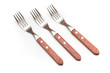 © Mediagfx - Set of three forks with wooden handles on white background