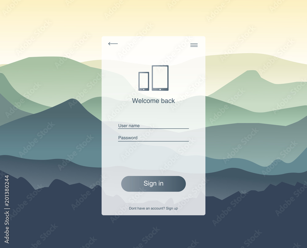 login screen ui design vector illustration Stock Vector | Adobe Stock