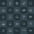 © djvectors - Modern Simple Set of industry, buildings, furniture Vector outline Icons. ..Contains such Icons as  mobile, bathtub,  curtain,  architecture and more on dark background. Fully Editable. Pixel Perfect.