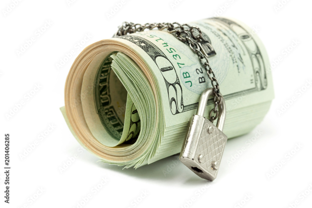 Monese Lock Lock and money isolated on white background Stock Photo | Adobe Stock