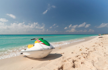 Wall Mural - Jet ski on the Caribbean beach, Mexico