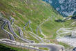 serpentine mountain road in Italian Alps, Stelvio pass, Passo dello Stelvio, Stelvio Natural Park