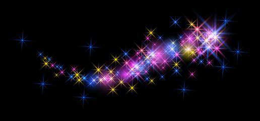 Wall Mural - Glowing wave line with sparkle stars