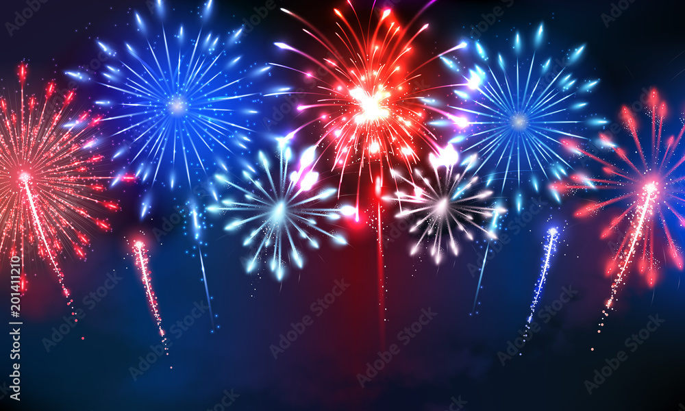 4th of July Fireworks - obrazy, fototapety, plakaty 