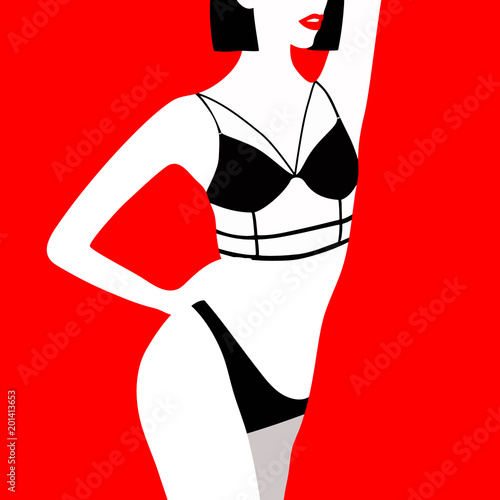 Beautiful Women Body Vector Illustration Of A White Woman On Red