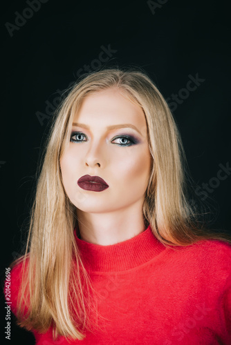 Beauty Fashion Model Woman With Bright Makeup Perfect Fresh Pure