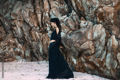 Plakat boho style young woman outdoors