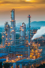Oil Refinery Plant With Twilight Color Sky