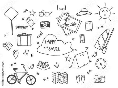 Travel doodle set. Stock Vector | Adobe Stock