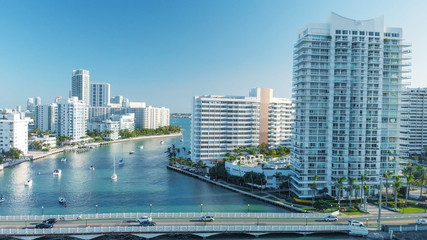 Wall Mural - Aerial view of Venetian Way and Miami Beach, Florida