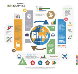 Wall Mural - Modern infographics template, global business