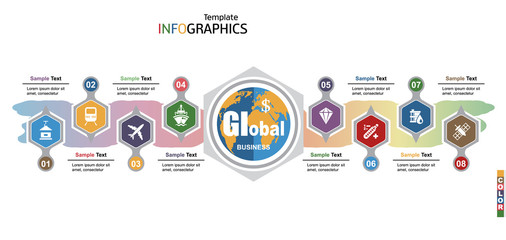 Wall Mural - Modern infographics template, global business