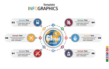 Wall Mural - Modern infographics template, global business
