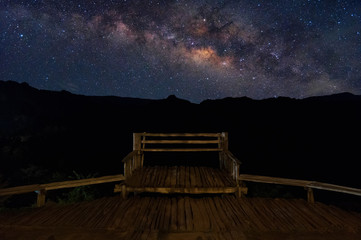Wall Mural - view point with milky way galaxy.