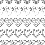 Fototapeta  - Hearts. Black and white decorative seamless pattern for coloring book. Romantic, lovely background.