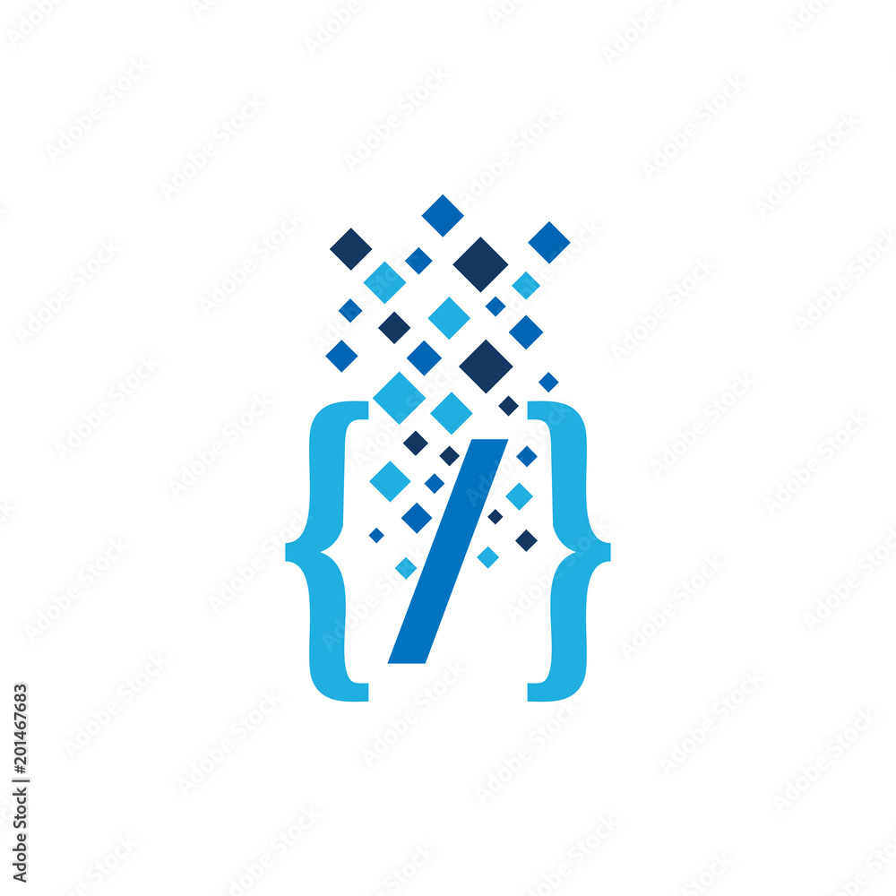 Code Pixel Logo Icon Design Stock Vector | Adobe Stock