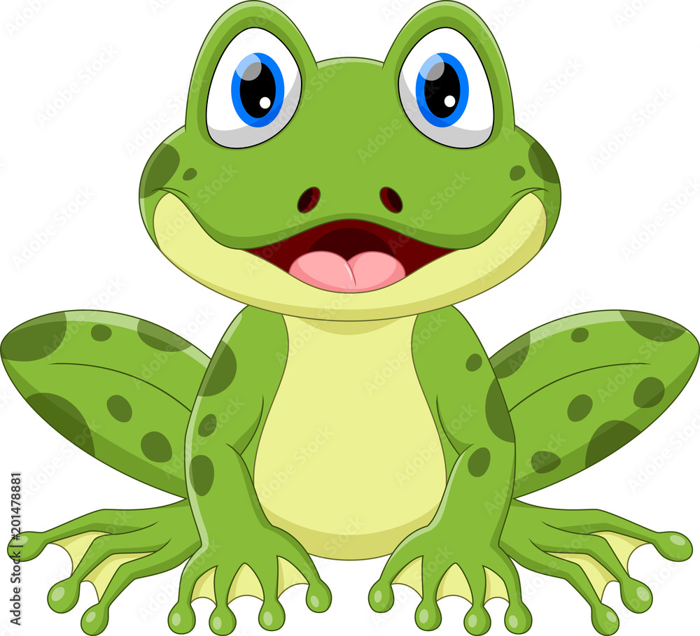 Vector illustration of cute frog cartoon isolated on white background ...