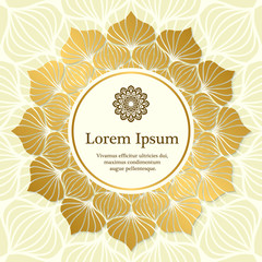 Sticker - Golden background with classic arabic floral ornament