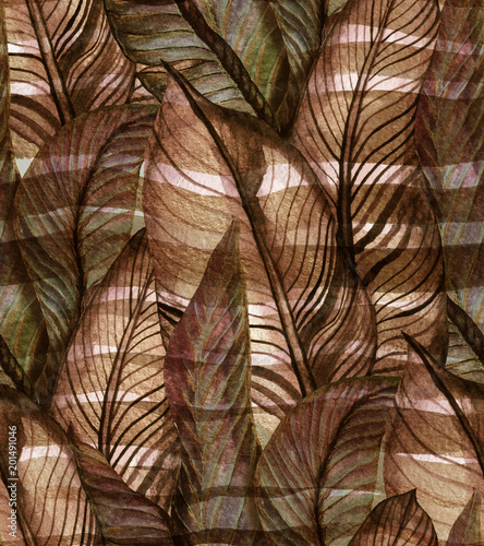 Obraz w ramie Tropical seamless pattern banana leaves in vintage style