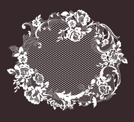 Wall Mural - lace flowers frame decoration element