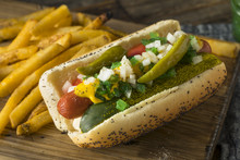 Homemade Chicago Style Hot Dog With Mustard