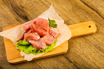 Raw pork pieces